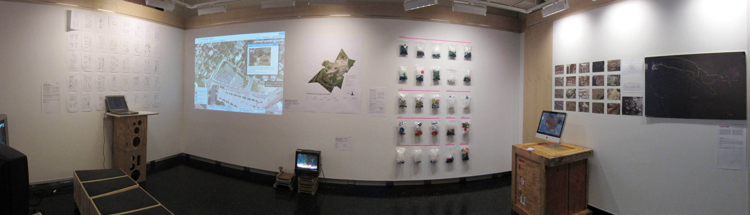 Panorama photo of the Trans Trash exibition at MIT